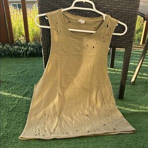 ALO YOGA Women's Harley Distressed Muscle Tank Athletic Raw Hem Size M